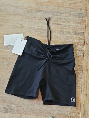Bombshell Curve Max Black Drawstring High-Waist Active Shorts NWT